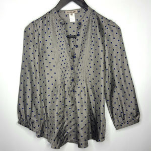Jigsaw Gray & Purple Polka Dot Silk Blouse Sz 4